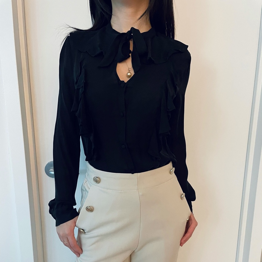 [SOLD] L’agence Black Silk Blouse (Sz Xs)
